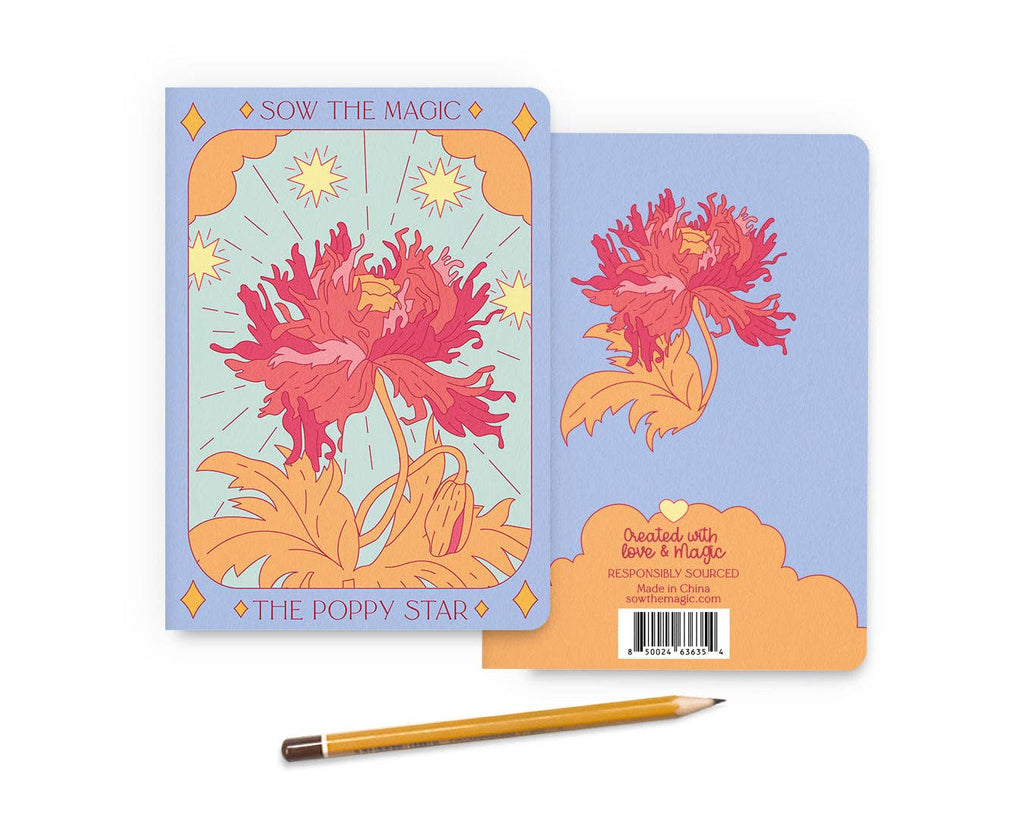 Poppy Star Tarot Card Journal Notebook