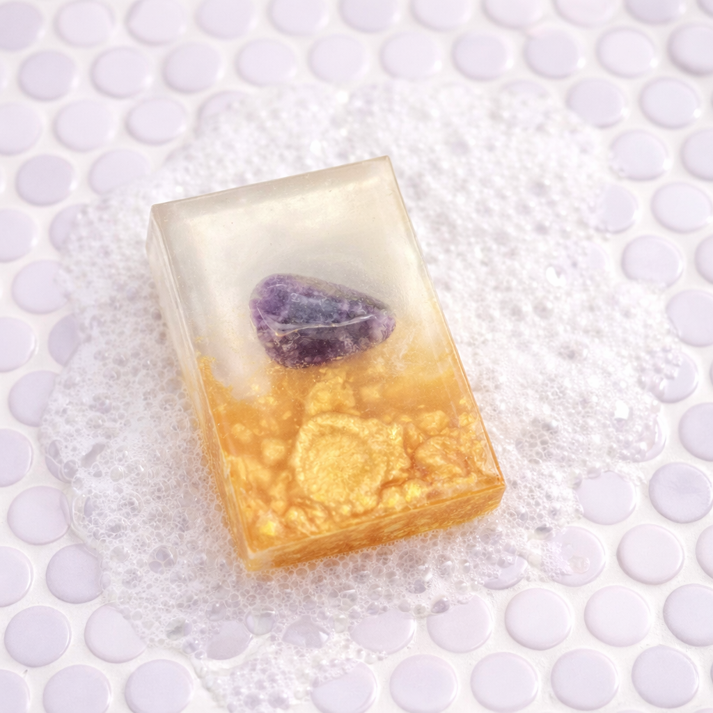 Earth Dust Gemstone Bar Soap in Lavender with Amethyst