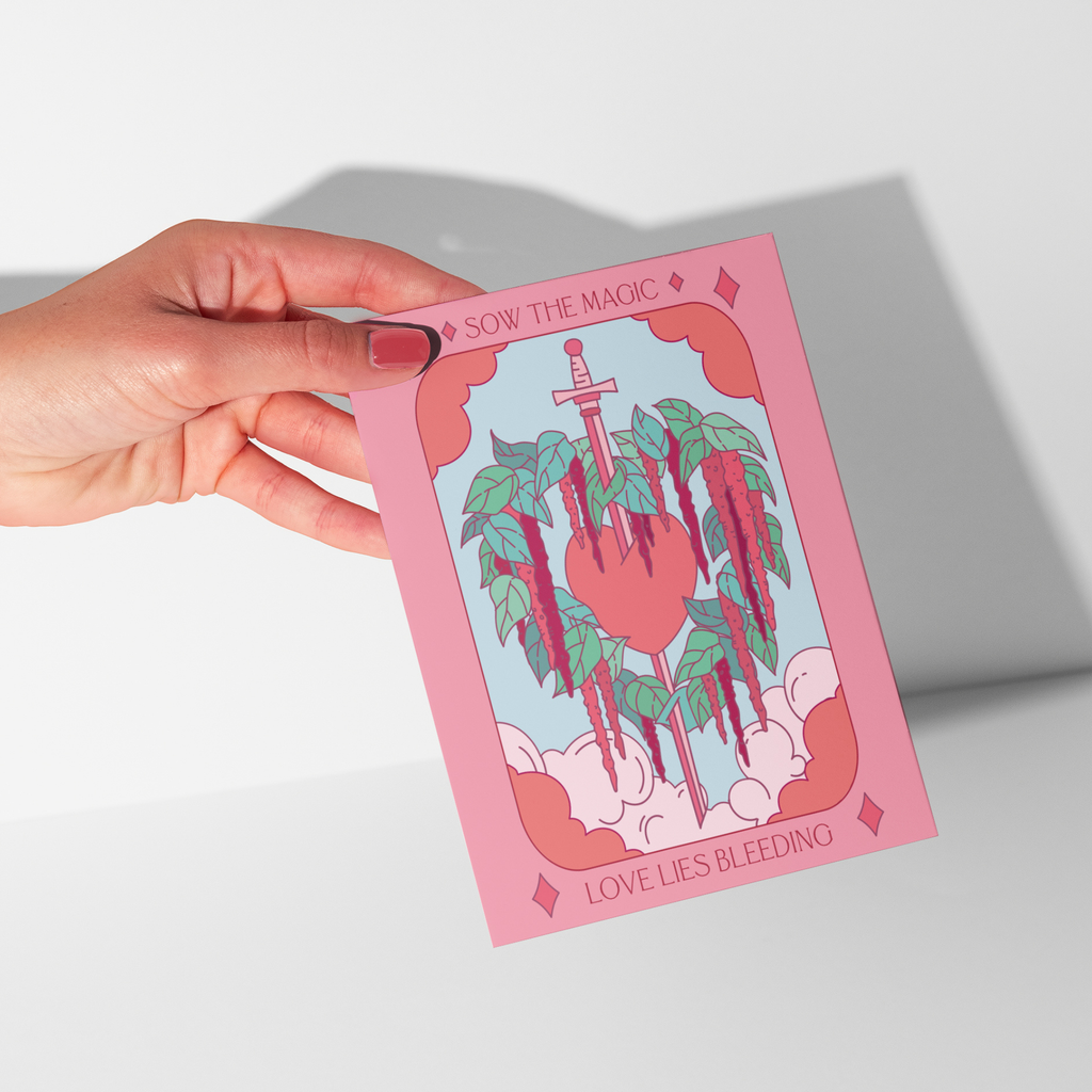 Love Lies Bleeding Botanical Tarot Greeting Card
