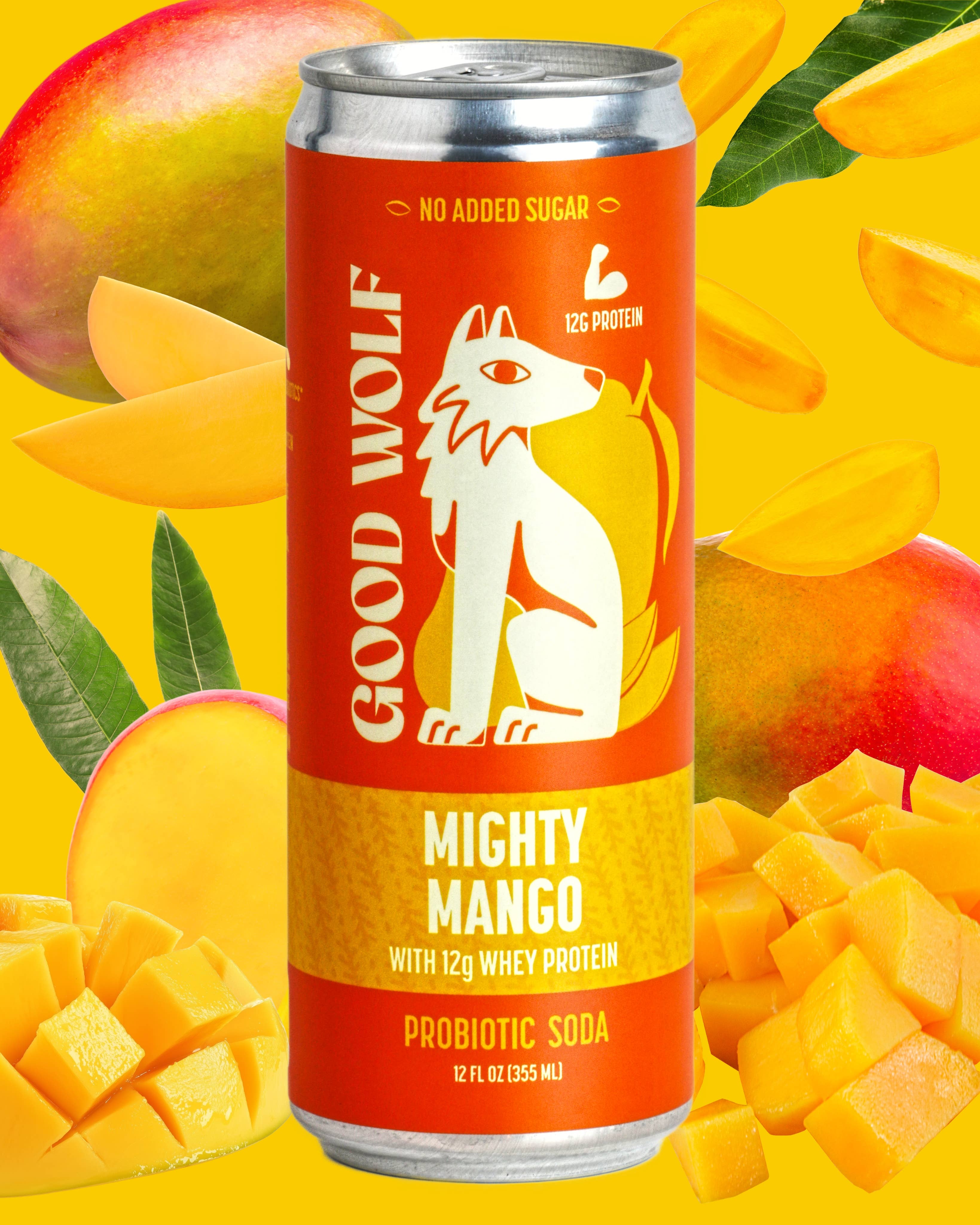 Mighty Mango Probiotic Protein Soda - No Added Sugar