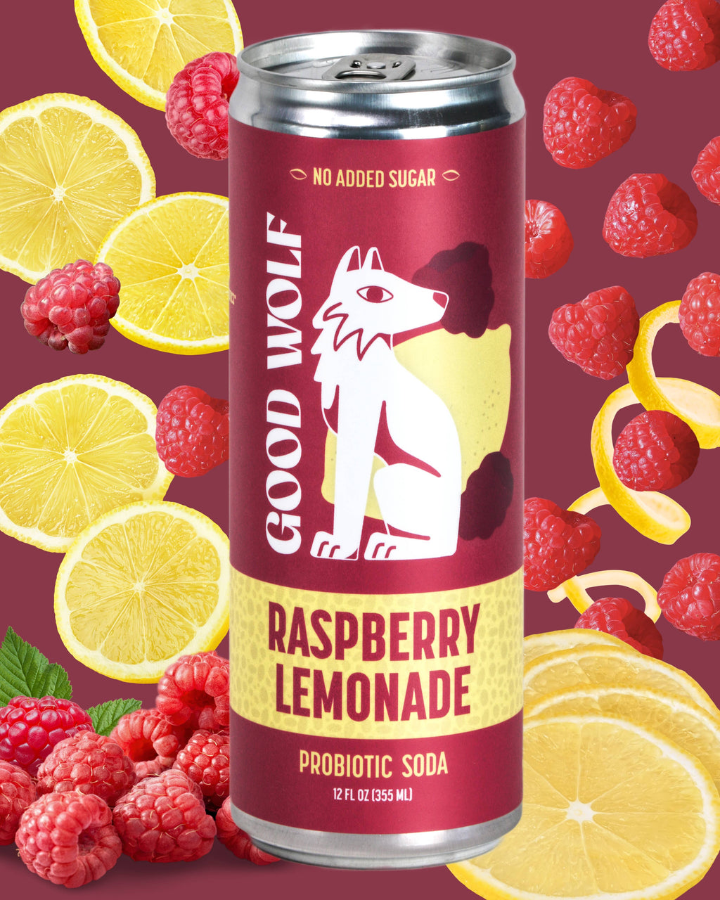 Raspberry Lemonade Probiotic Soda - No Added Sugar