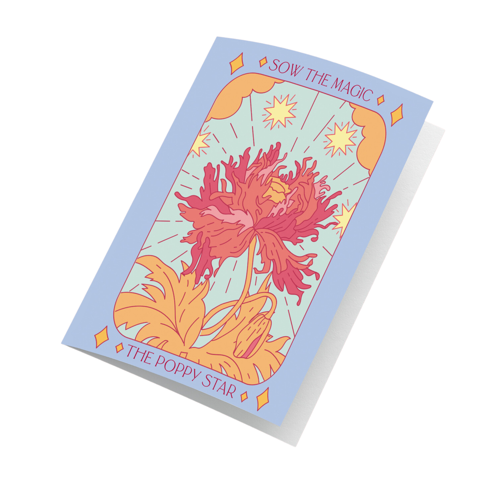 The Poppy Star Botanical Tarot Greeting Card