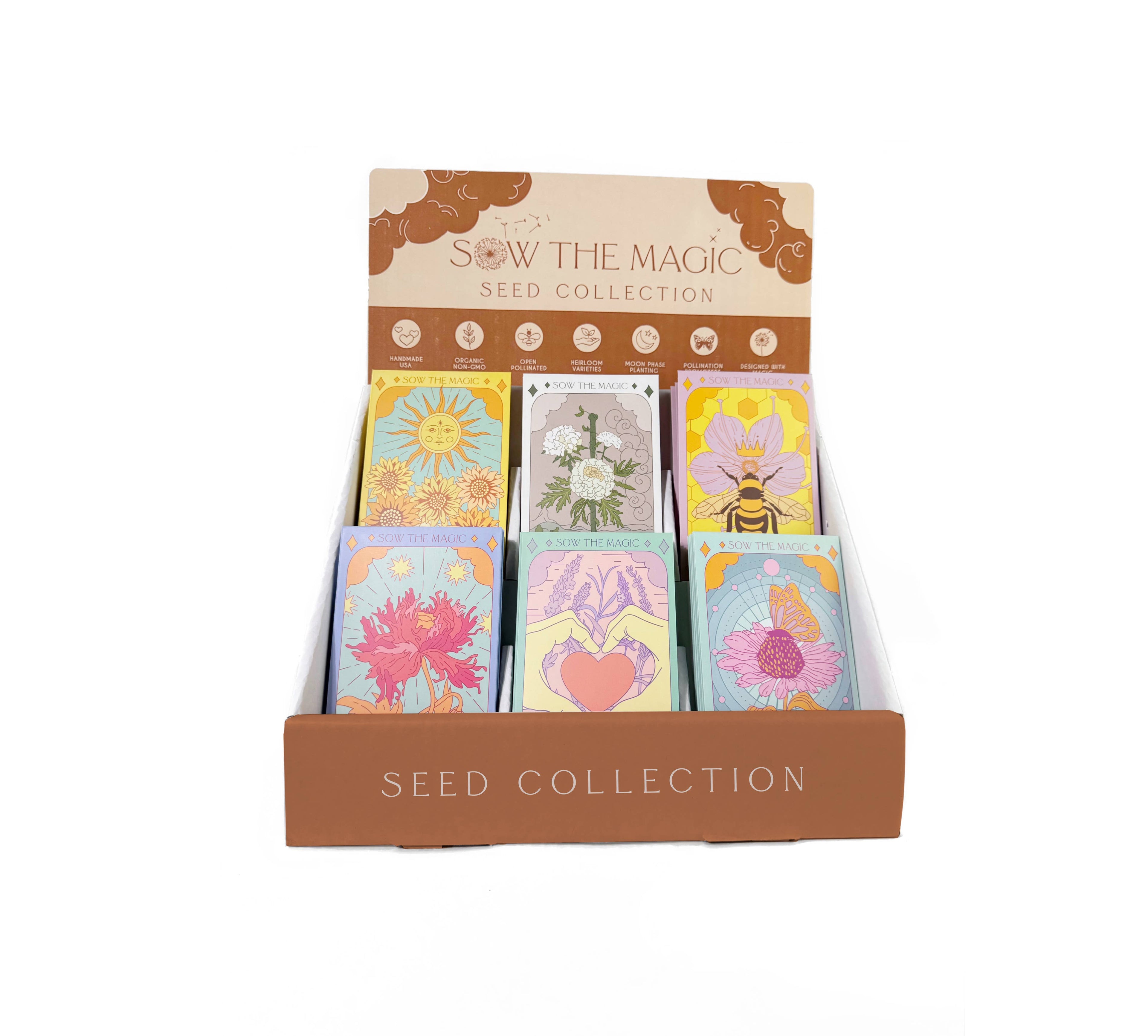 Tarot Seed Card Collection + Cardboard Display Stand 6 SKUS