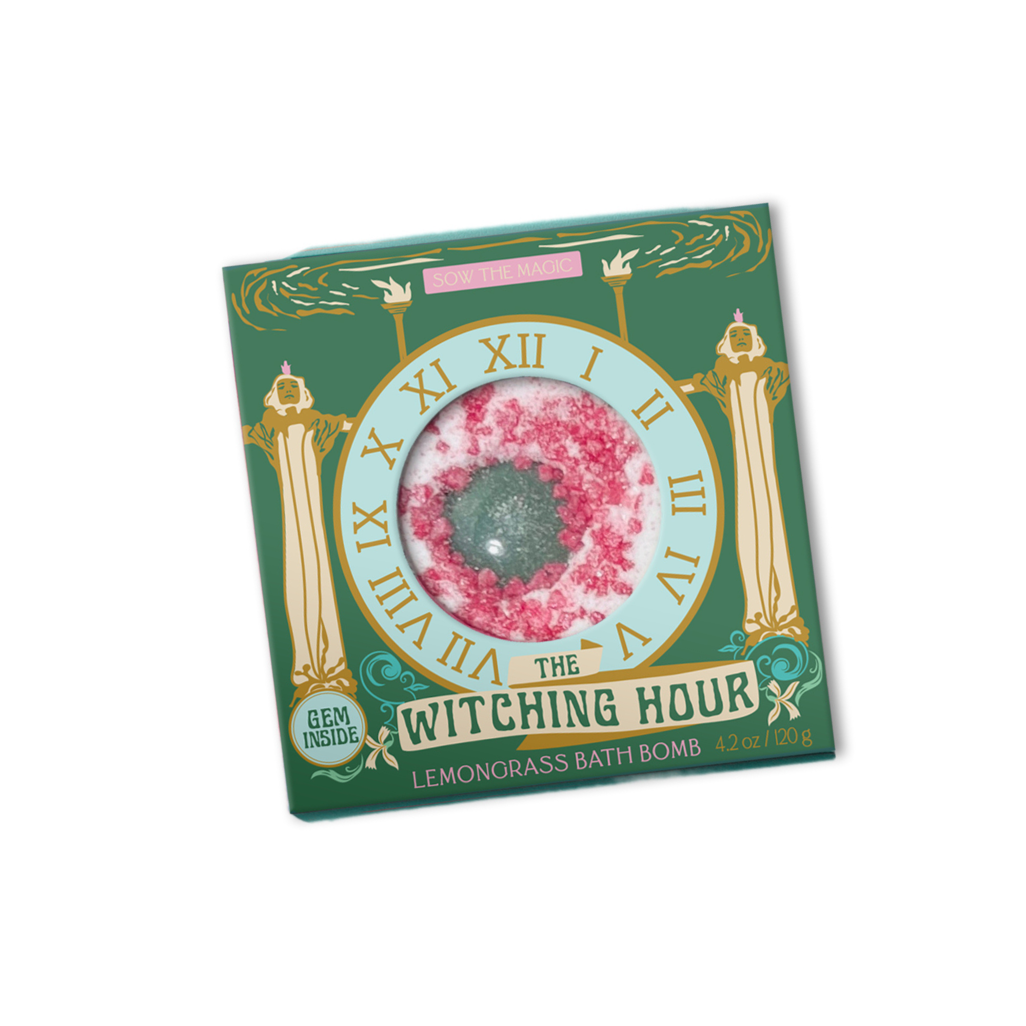 🌙 The Witching Hour Lemongrass Bath Bomb with Aventurine Gemstone