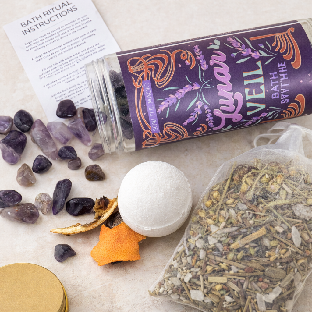 Lunar Veil Bath Ritual Kit with Amethyst