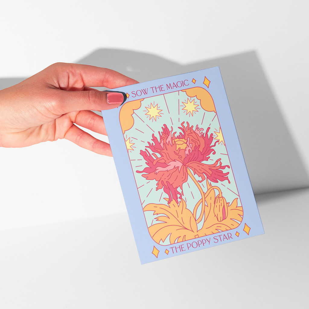 The Poppy Star Botanical Tarot Greeting Card