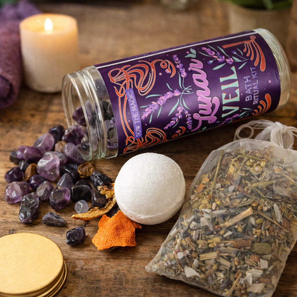 Lunar Veil Bath Ritual Kit with Amethyst