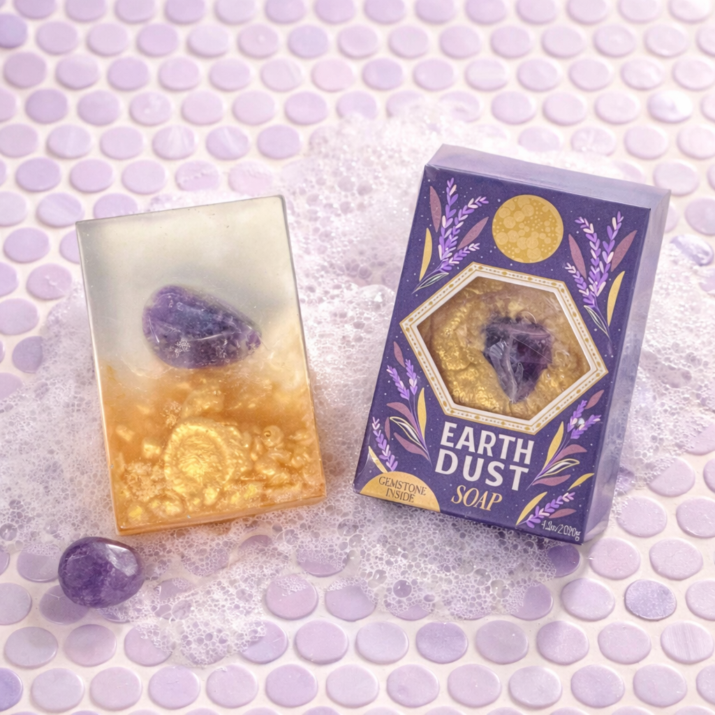 Earth Dust Gemstone Bar Soap in Lavender with Amethyst