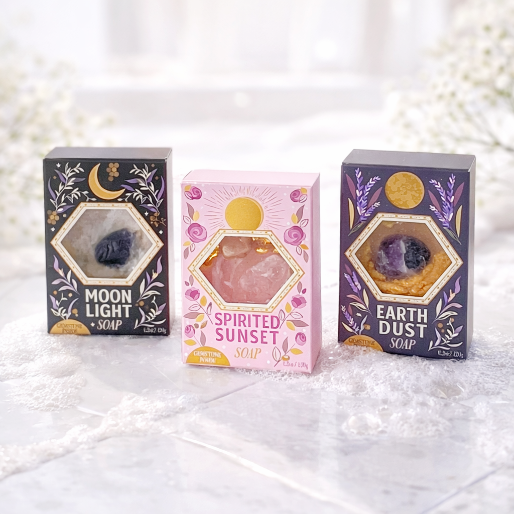 Spirited Sunset Gemstone Bar Soap in Wild Rose with Rose Quartz