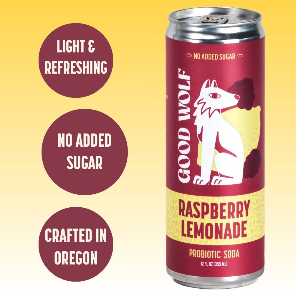 Raspberry Lemonade Probiotic Soda - No Added Sugar