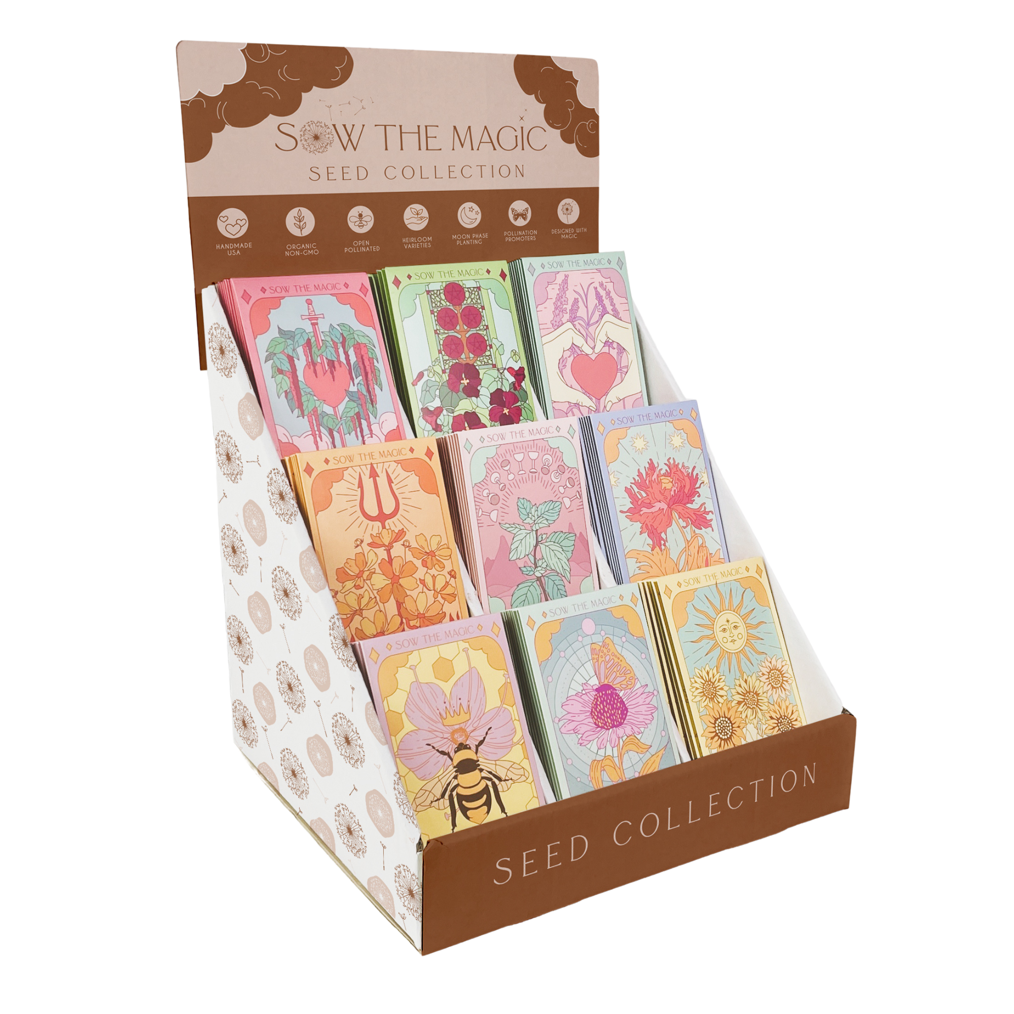 Tarot Seed Card Collection + Cardboard Display Stand 6 SKUS